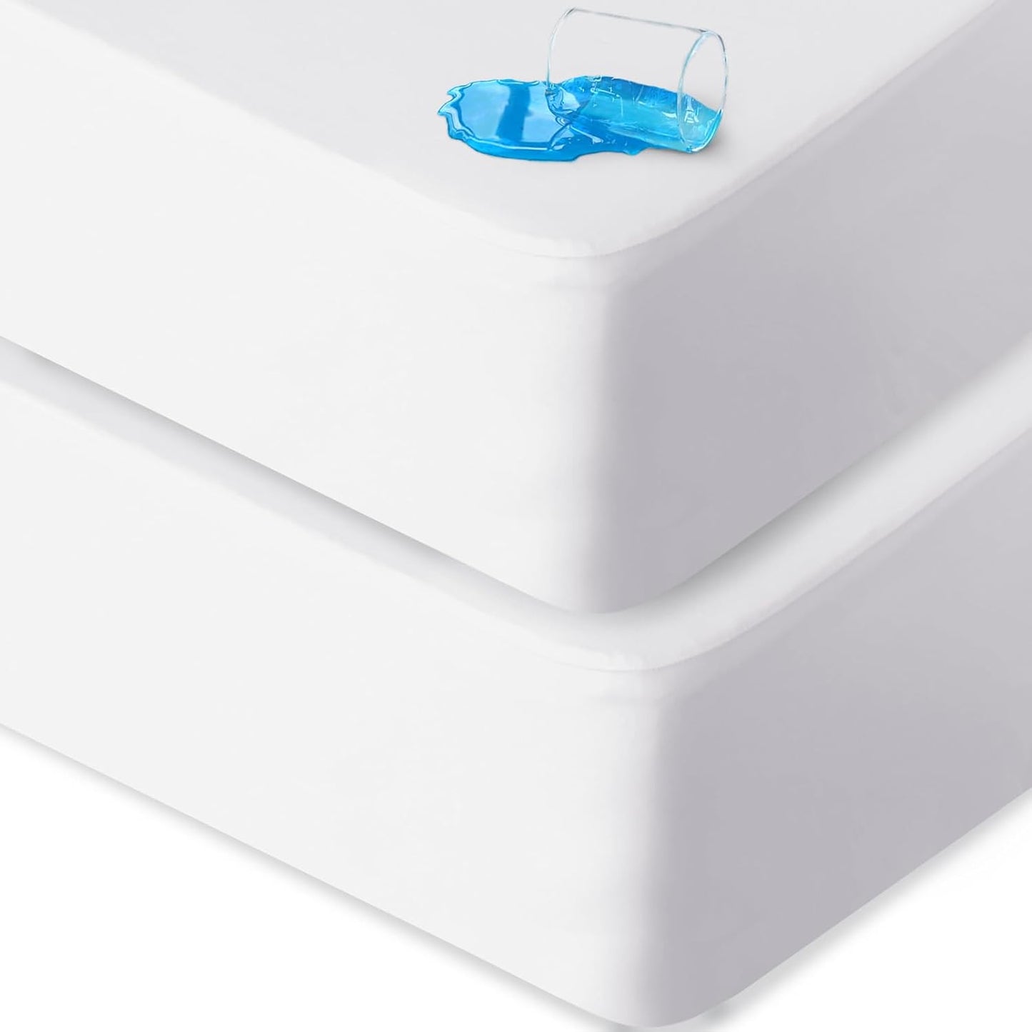 2 Pack Full Size Mattress Protector Waterproof, Noiseless & Soft Coverage Mattress Cover Fitted Sheets with Deep Pocket up to 14", Super Breathable & Easy Wash Full Mattress Protector