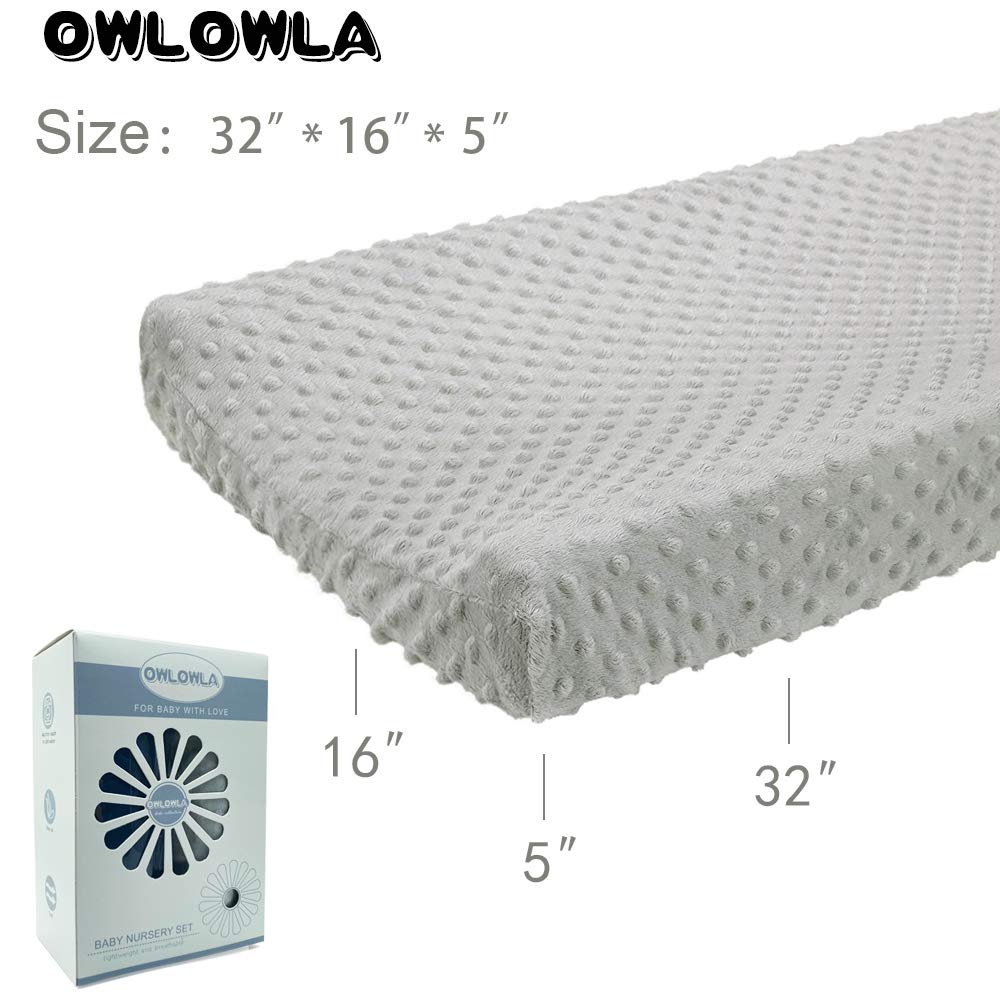 Owlowla Changing Pad Cover, Soft Minky Dots Changing Table Sheets for Baby Boy and Girl 2Pack (Grey/Navy)