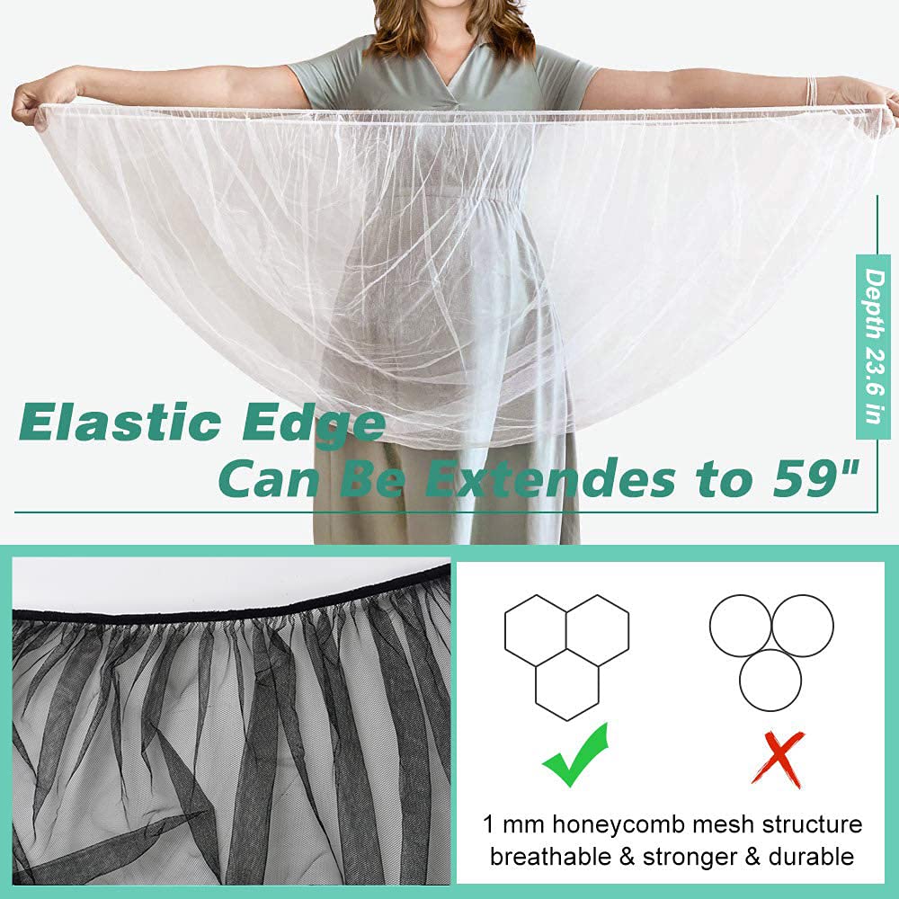 Baby Stroller Mosquito Net (2 Pack) - Durable Mesh Protection for Bassinets, Cradles, Playards, Pack N Plays & Portable Mini Cribs | Breathable Universal Fit Insect Barrier (Black)