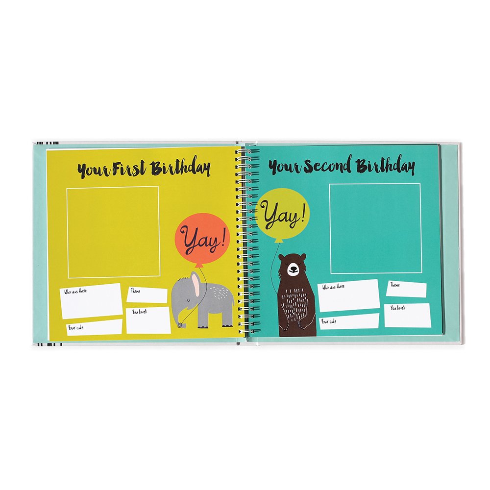 Lucy Darling Little Animal Baby Memory Book – First 5 Years Keepsake Journal & Photo Album for Baby Boy/Girl, Gender-Neutral Milestone Book, Thoughtful Gift for New Moms