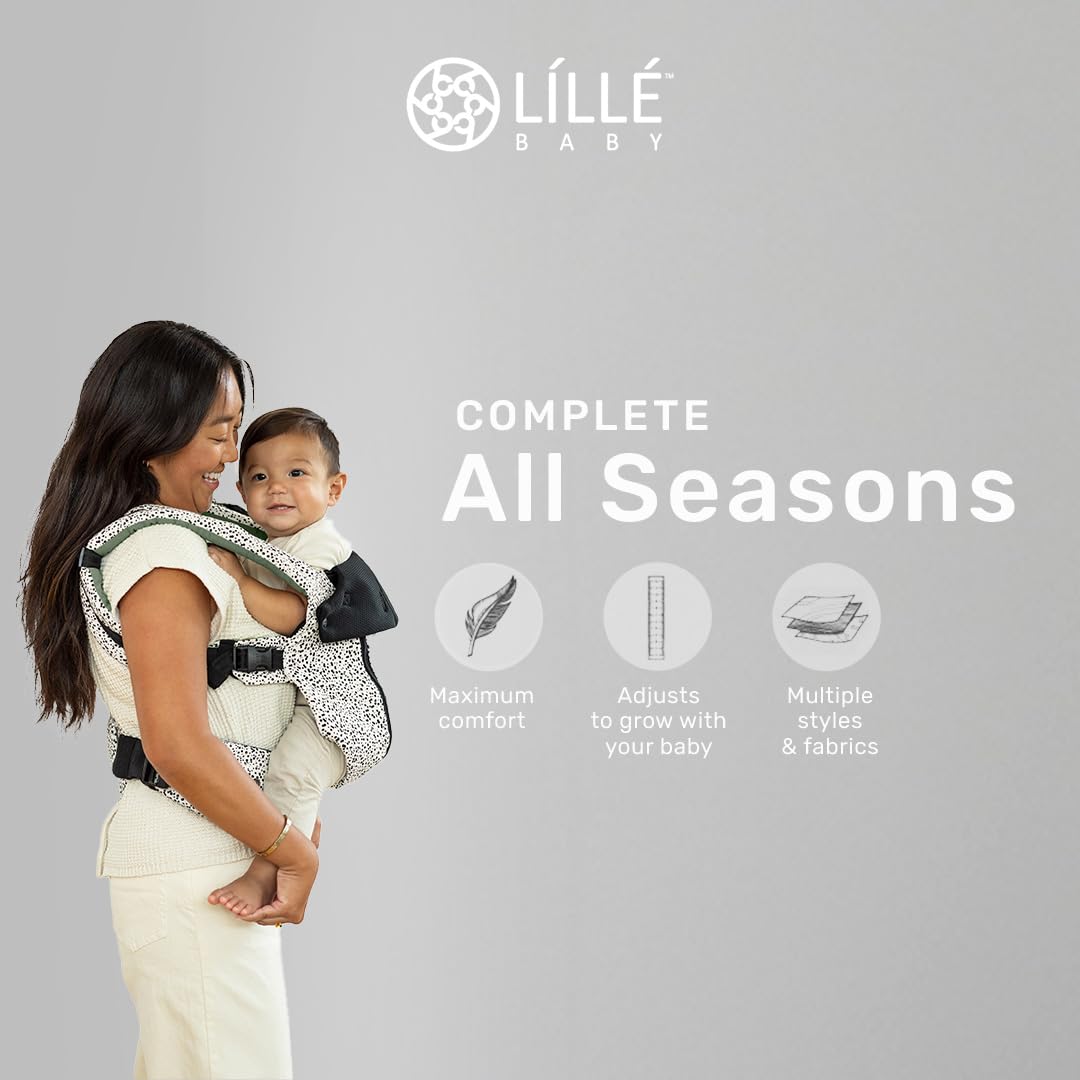 LÍLLÉbaby Complete All Seasons Ergonomic 6-in-1 Baby Carrier Newborn to Toddler - with Lumbar Support - for Children 7-45 Pounds - 360 Degree Baby Wearing - Inward & Outward Facing - Salt and Pepper