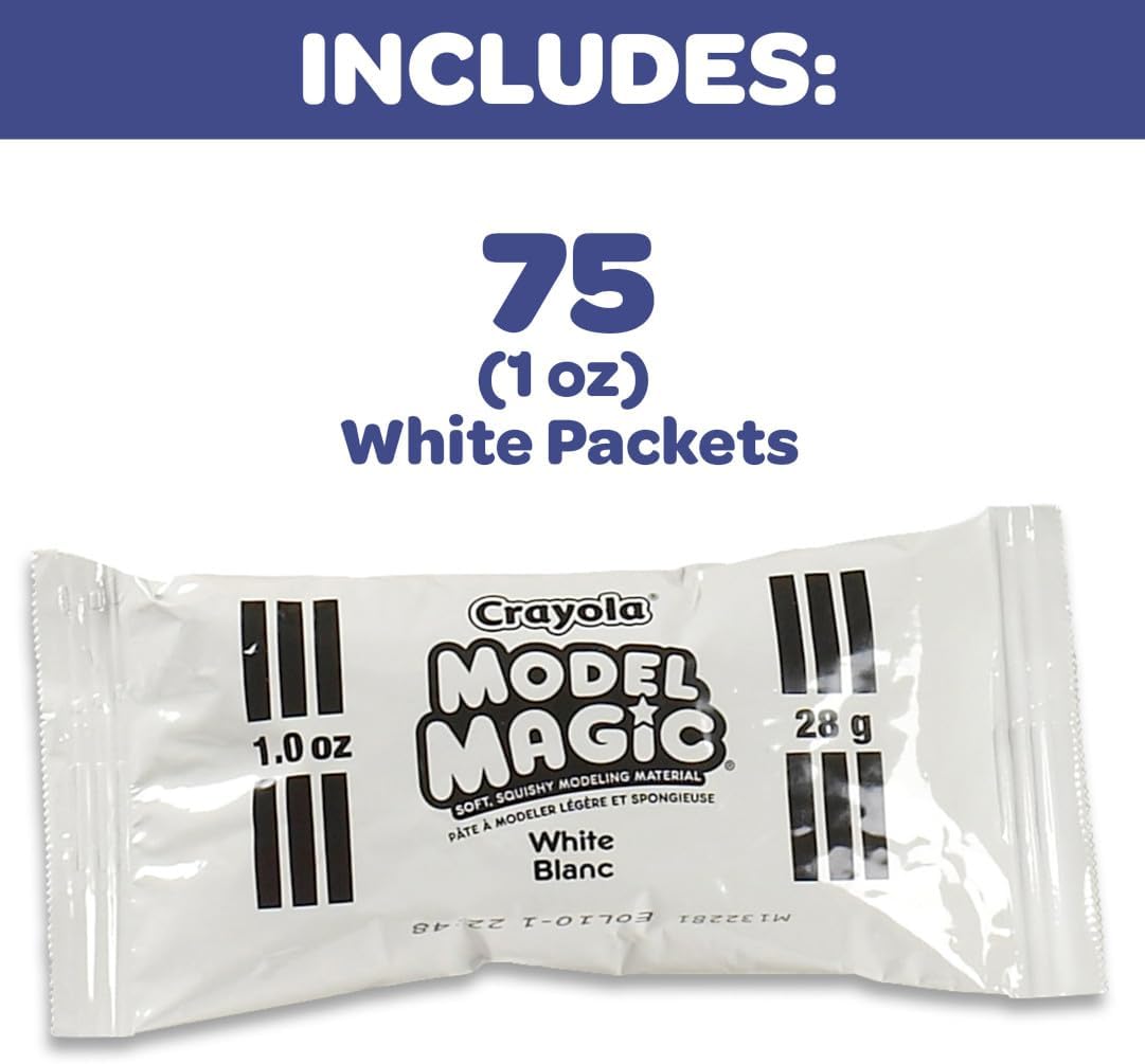 Crayola Model Magic - White (75ct), 1oz Modeling Clay Alternative, Molding Air Dry Clay for Kids, Bulk Art Supplies, Must Have Teacher Classroom Essentials