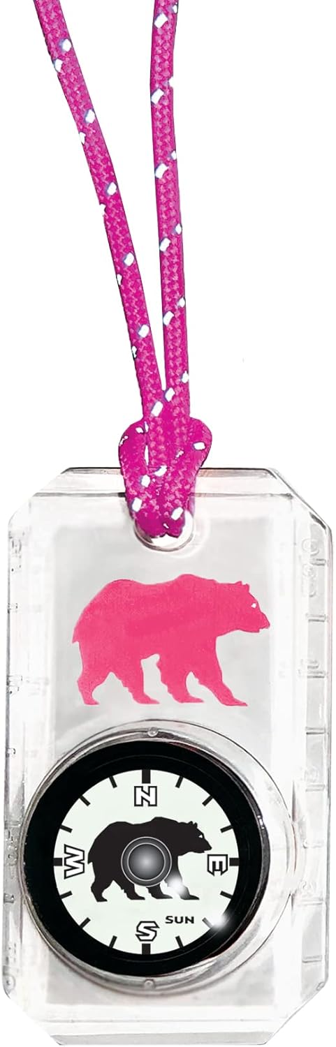 Big Discoveries Wildlife Compass for Kids - Children's Compasses for Camping, Hiking, and Exploring | Break-Away Neon Lanyard