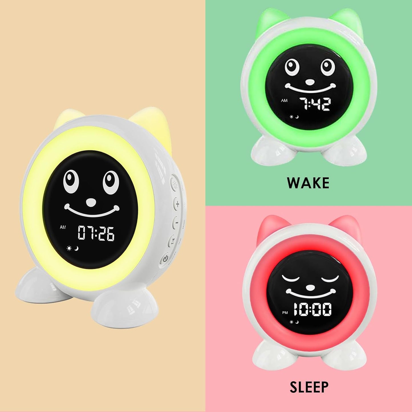 Toddlers Sleep Training Clock, Kids Alarm Clock with Night Light & Nap Timer, Ok to Wake Clock for Girls and Boys