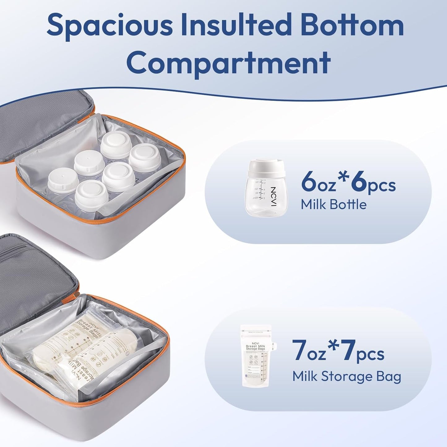 NCVI Breast Pump Bag for Spectra S1/S2, Breast Milk Cooler Travel Bag with Ice Pack, Double Layer Removable Breast Pump Backpack for Working Moms, Insulated Cooler Bag for Bottle & Nursing Essentials