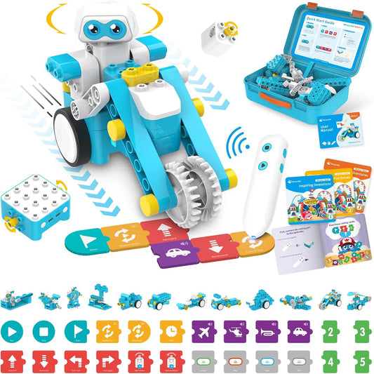 WhalesBot B3 Pro 24-in-1 STEM Card & Pen Coding Robot Kit for Kids, 99-Piece Educational Building Set with Interactive Storytelling, Ideal Toy Gift for Boys & Girls Ages 4-6