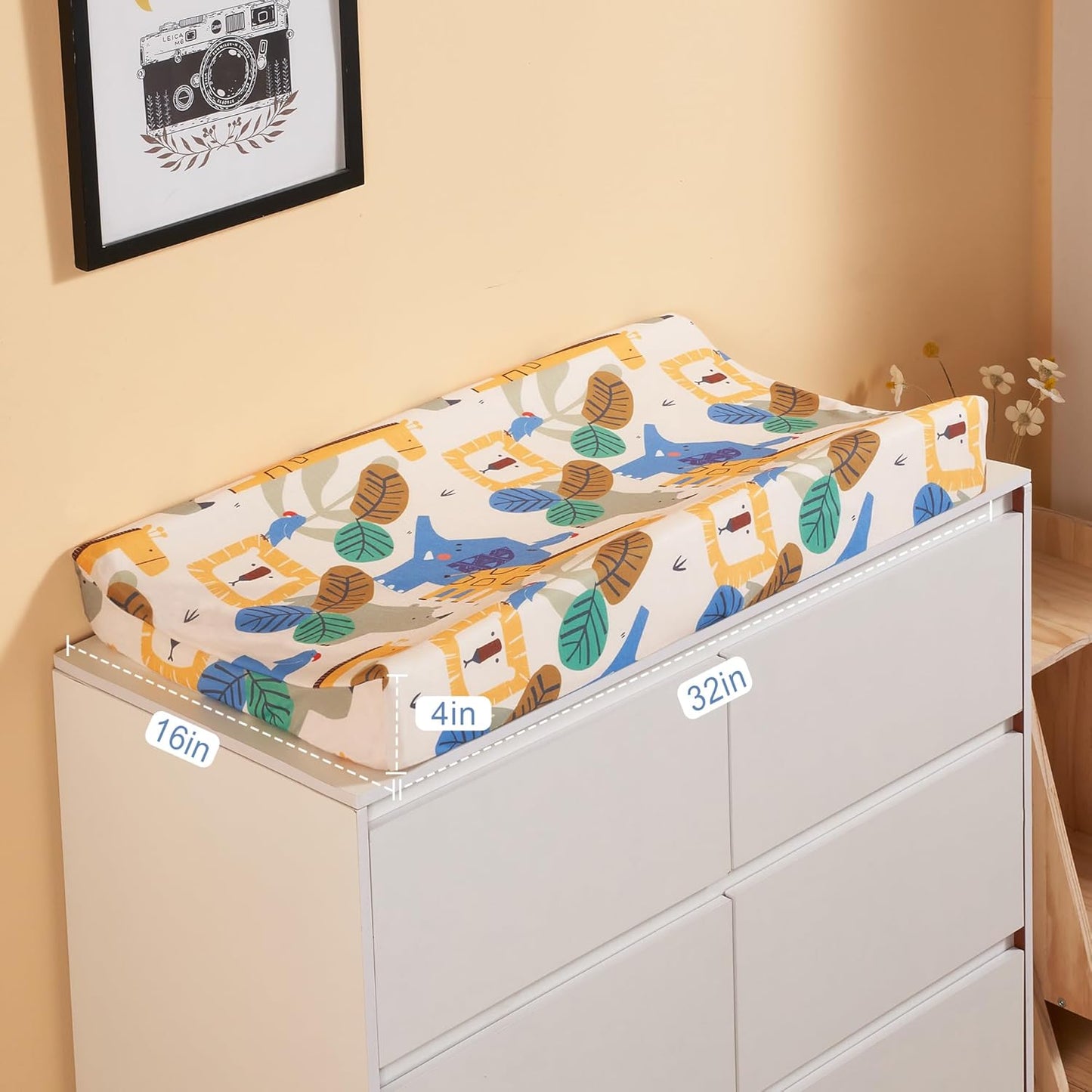 TILLYOU Baby Changing Pad Cover, Changing Table Cover for Girls Boys, Ultra Soft Breathable, 2 Pack Animal Geometry & Blue