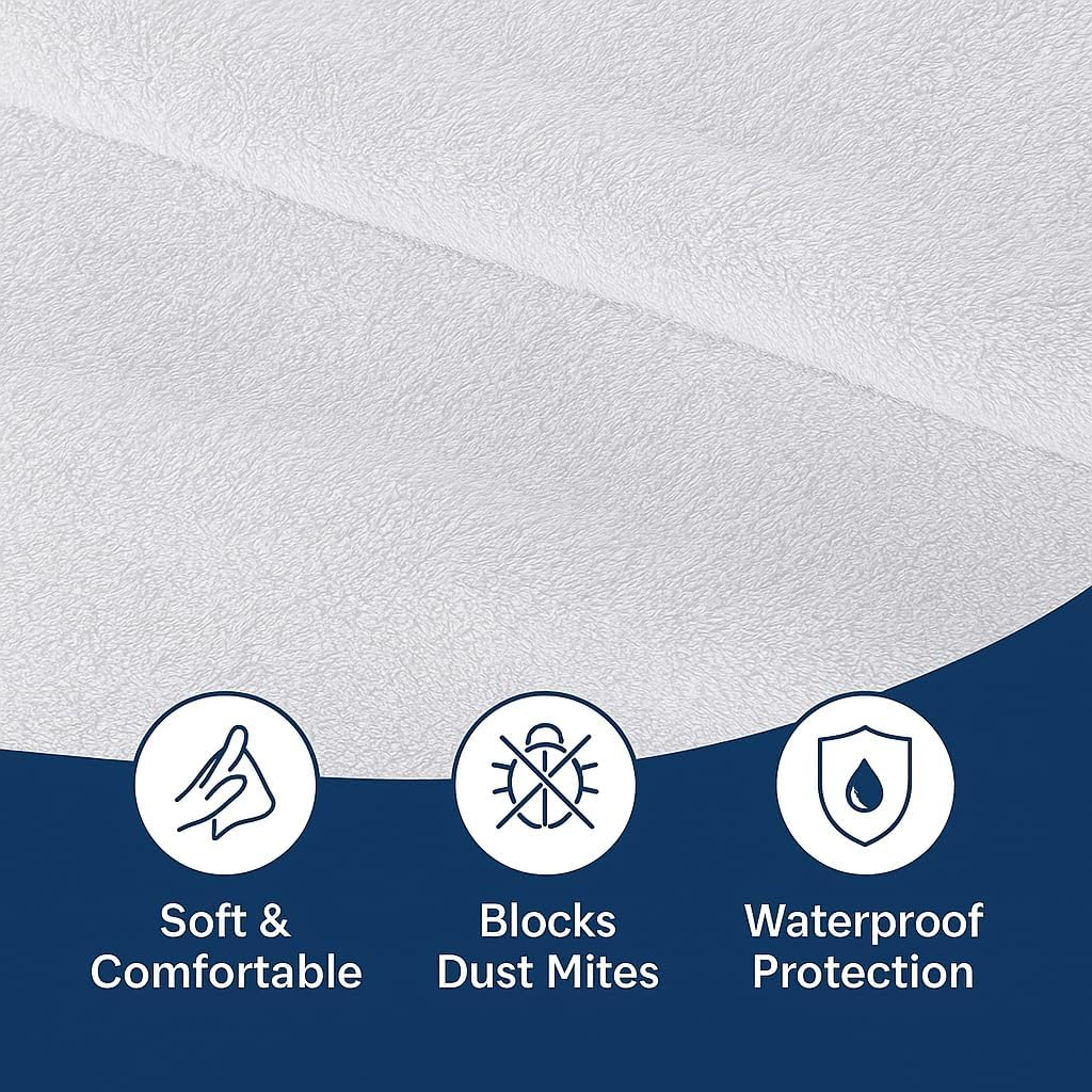 Waterproof Mattress Protector – Full – Soft & Noiseless Terry Cotton Cover – Cooling, Breathable – Deep Pocket with 360° Elastic – Machine Washable – Kids, Pets & Light Sleepers