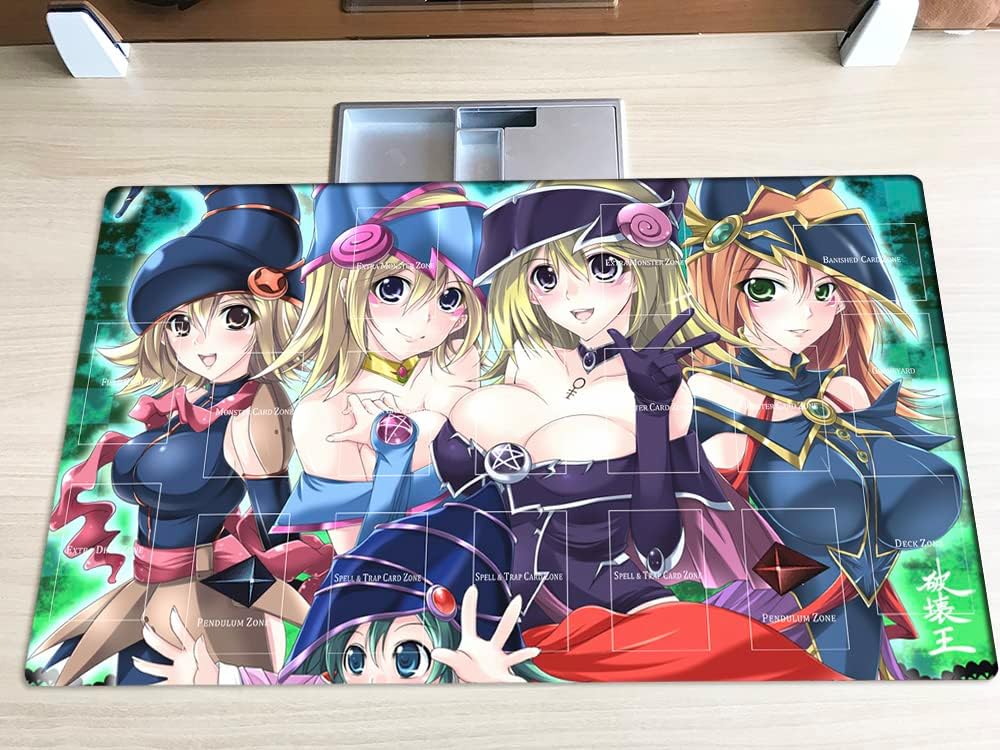 New Mlikemat Playmat Dark Magician Girl TCG CCG OCG Trading Card Game Mat with Zones + Free Bag (ZD014-05-A)