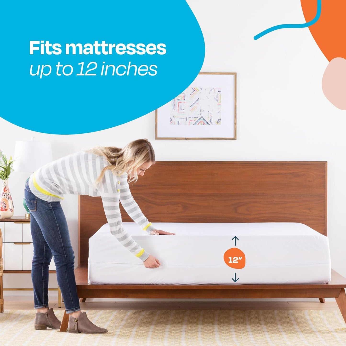 Linenspa Zippered Mattress Encasement – Queen Size Waterproof Mattress Protector – Quiet Cover & Complete protection – Dorm Room Essentials, White