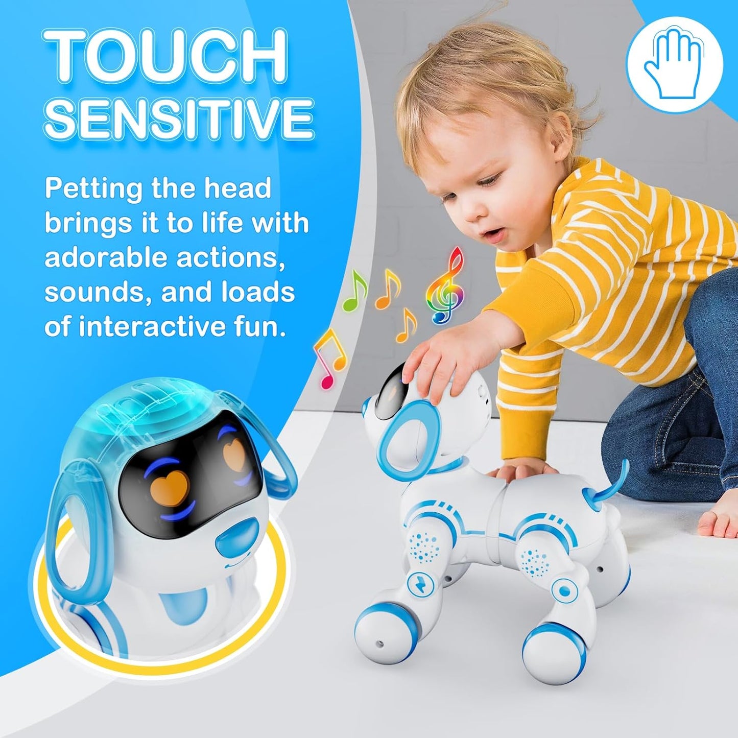 Contixo R3 Robot Dog Kids Toy - Remote Control Robots Interactive Smart Dancing Toy for Kids Boys Girls Toddler Age 3-12 Year Old Robotic Pet Birthday Gifts for Children Blue