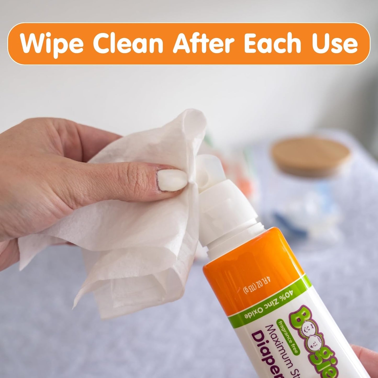 Boogie Diaper Rash Paste, Maximum Strength 40% Zinc Oxide, Mess-Free Applicator, Soothes Baby Bum, Diaper Bag Essential, 4oz