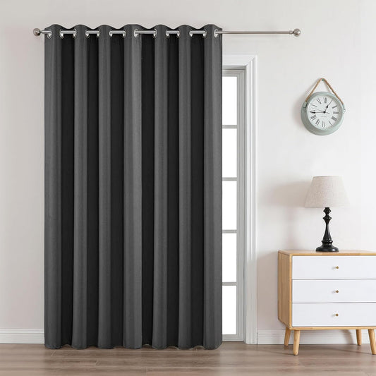 Joydeco Dark Grey Custom Solid Single Blackout Curtain for Bedroom and Living Room, Grommet Thermal Insulated Room Darkening Curtain 1 Panel (Custom Size,Dark Grey)