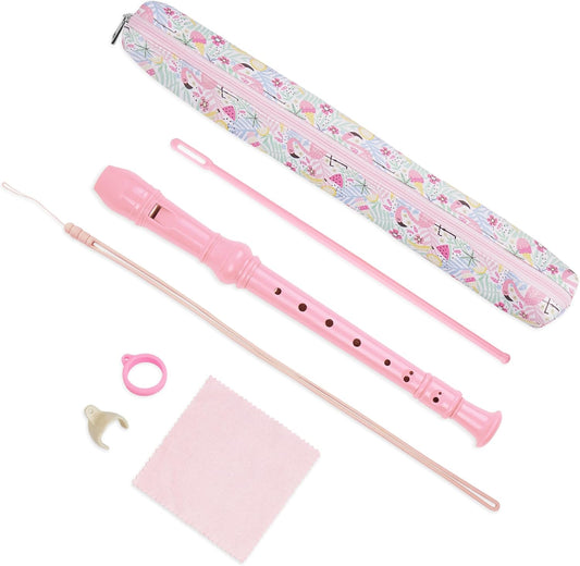 Recorder Instrument for Beginner Adults,8-Hole Soprano Descant Recorder Music Flute with Cleaning Rod & Case Bag For Home Entertainment(2-Pink Flamingo2)