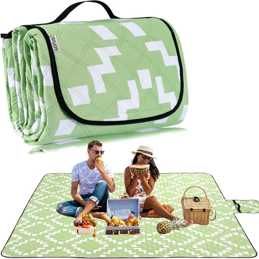 Large Picnic Blanket Beach Blanket Waterproof Sandproof Sandfree Beach mat Lightweight Foldable with Carry Strap Outdoor Blanket fit 2 to 4 Adults for Beach Camping Grass Lawn Park