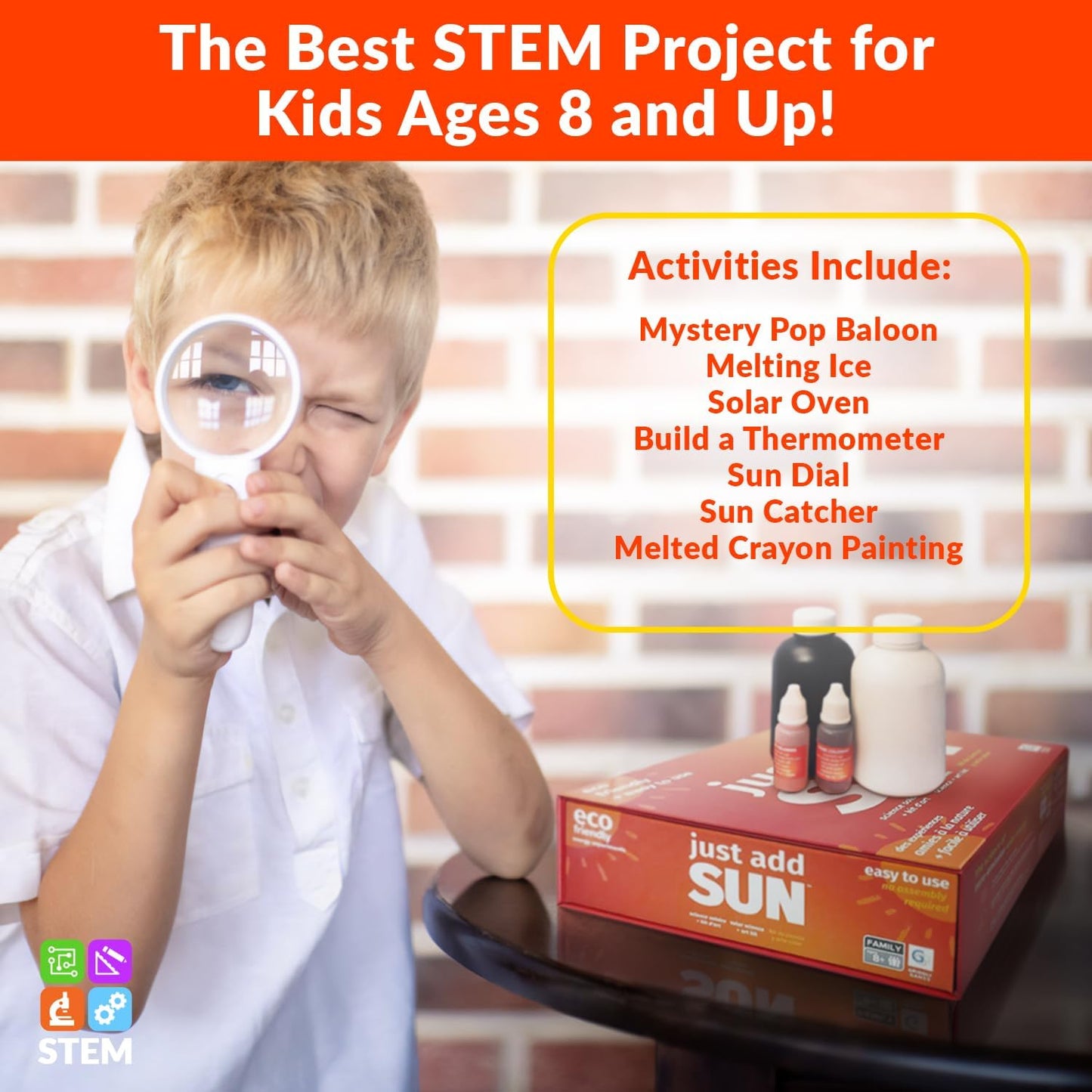 STEM Toys by Griddly Kids – Art & Science Kits for Kids Ages 8-12, STEM Kits for Learning & Education Toys, Chemistry Set for Hands-on Learning, Experiment Kit Gifts for Boys & Girls (Just Add Sun)