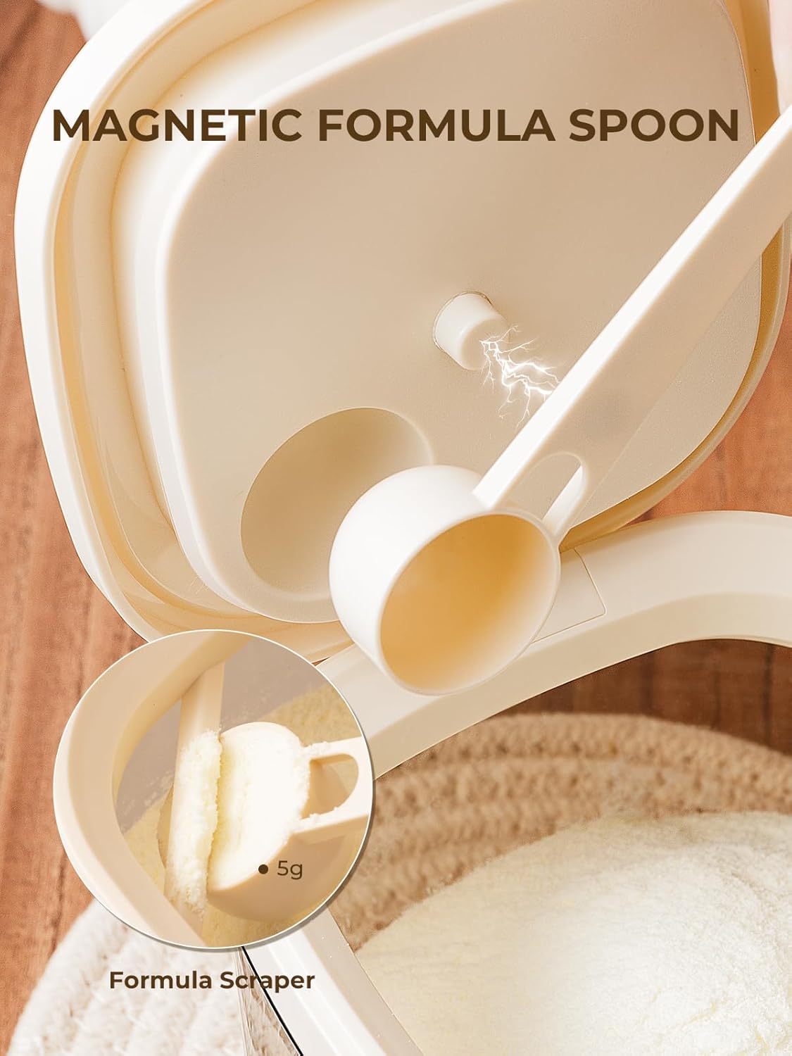 Travel Formula Dispenser, 1200ml Portable Milk Powder Container Formula Holder, Flip Top Formula Container to Go with Magnetic Spoon & Date Marker, 21OZ, 1.32LB, 600g, Brown