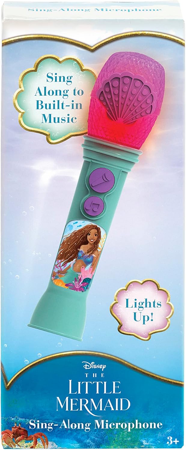 eKids Disney The Little Mermaid Toy Microphone for Kids with Built-in Music and Flashing Lights, Designed for Fans of Disney Toys for Girls
