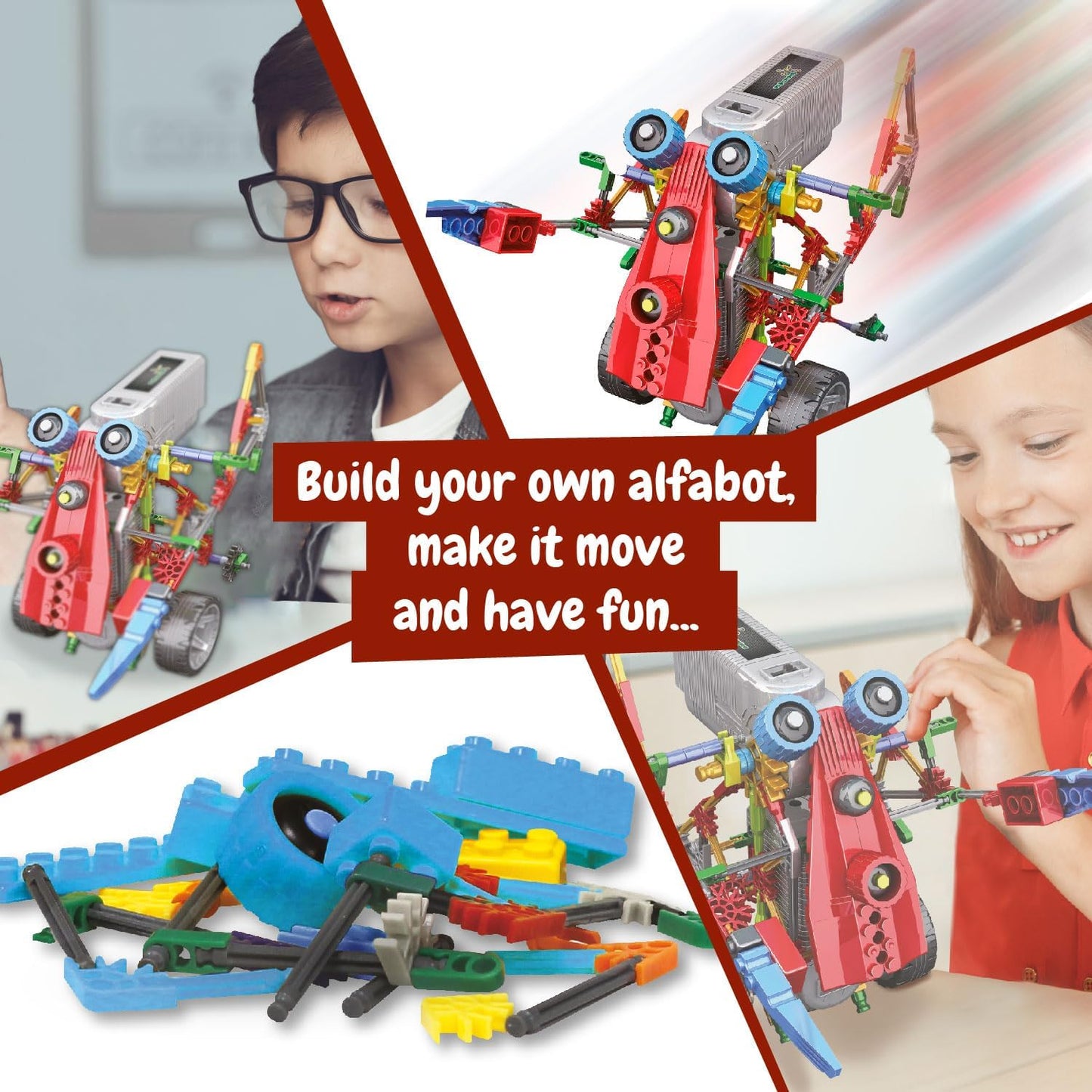 Science4you Robotics Alfabot - Robot Building Kit for Kids, 238 Pieces - Build Your Own Robots and Make Them Move - 3 Different Robots in 1 Toy - STEM Educational Toy for Kids Age 8-14