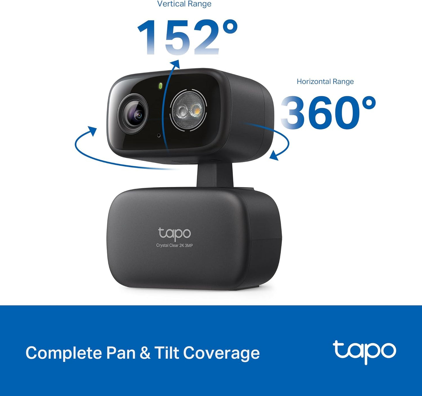 Tapo 2K 3MP Pan/Tilt Indoor/Outdoor Security Camera, Free Person/Baby Cry Detect & Track, 360° Pan, Color Night Vision, SD/Cloud Storage, Works w/Alexa & Google Home, HybridCam 360, Black (2-Pack)