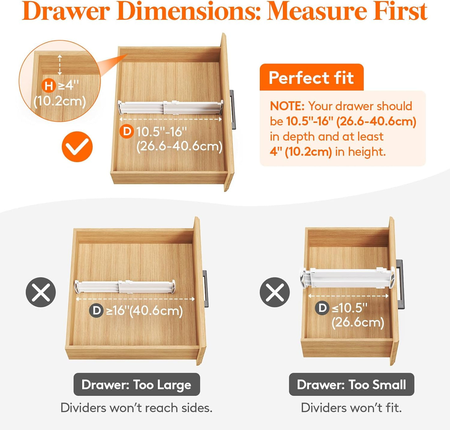 Lifewit 9 Pack Drawer Dividers 4" High, 10.5-16.5" Dresser Drawer Divider, Adjustable Drawer Organizers for Clothes, Plastic Drawers Separators for Dresser, Bedroom, Bathroom, Kitchen, Office