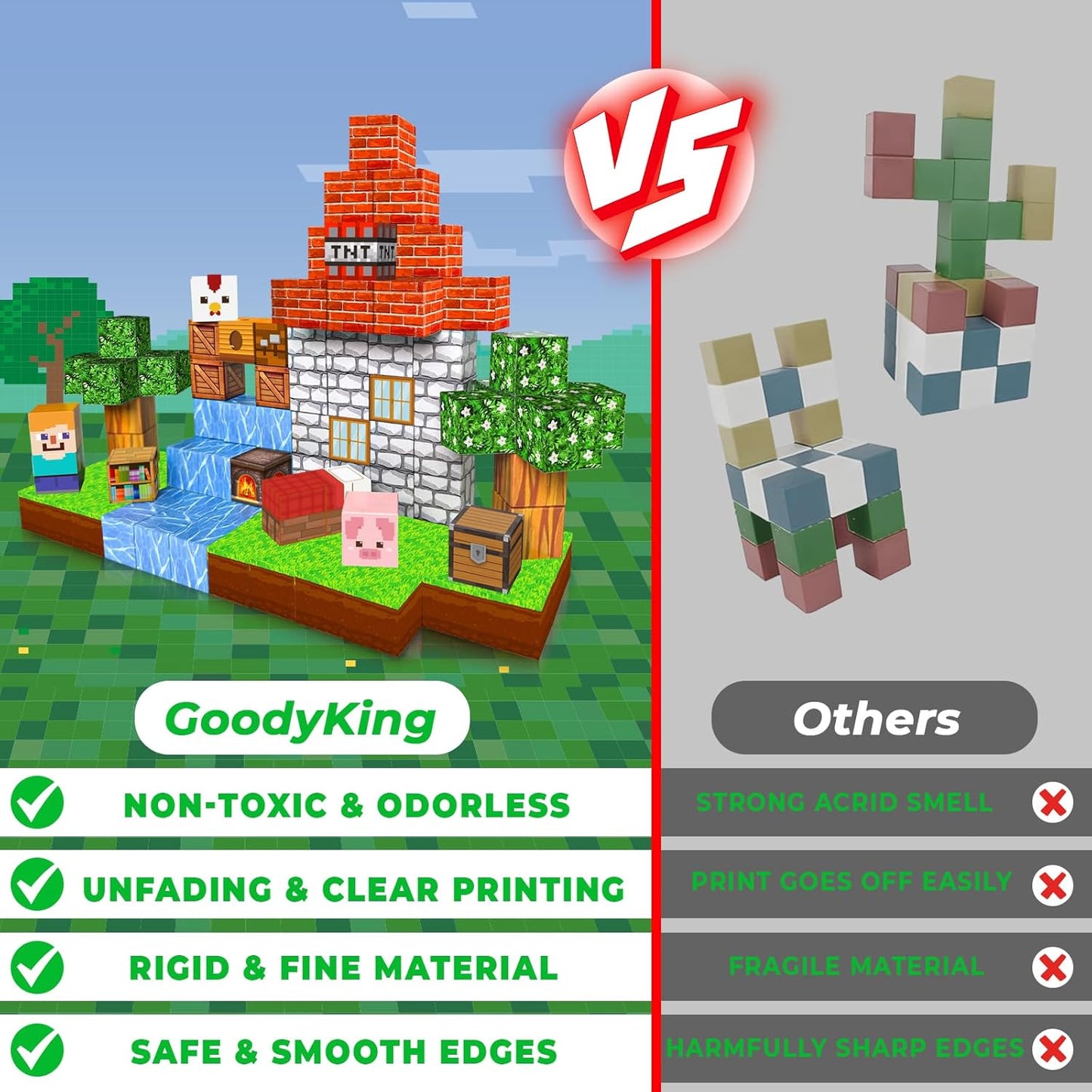 Goody King Magnetic Blocks |100PCS Magnetic Building Cube Game, Constructions Toys for Boys & Girls Age 3-4, 5 6 7 8 9 10, STEM Montessori Stacking Toy, Sensory Tiles Building Birthday for Toddlers