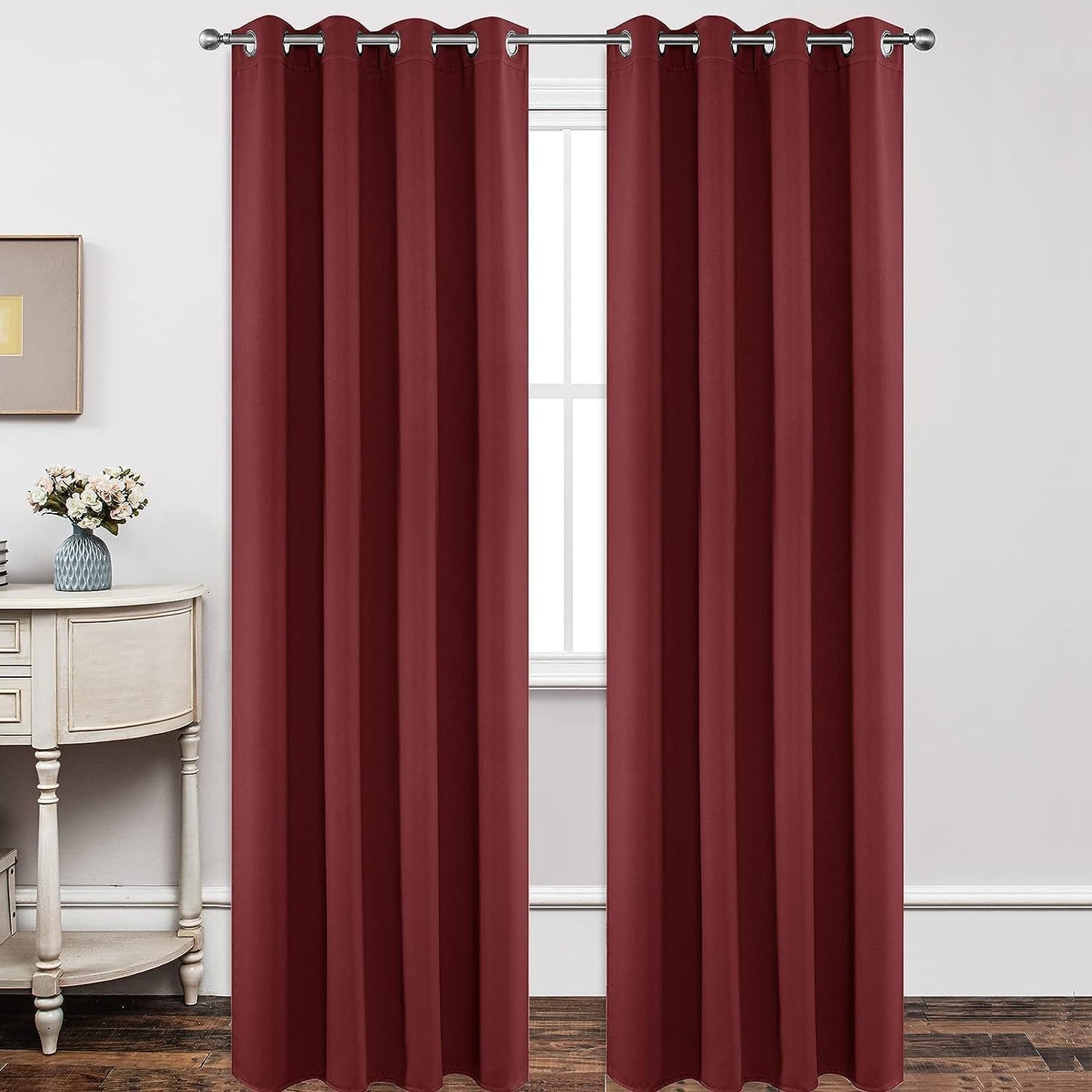 Joydeco Blackout Curtains 120 inches Long 2 Panels Set, Thermal Insulated Long Curtains 2 Burg, Room Darkening Grommet Drapes for Bedroom Living Room Windows(W52 x L120 Inch, Burgundy Red)