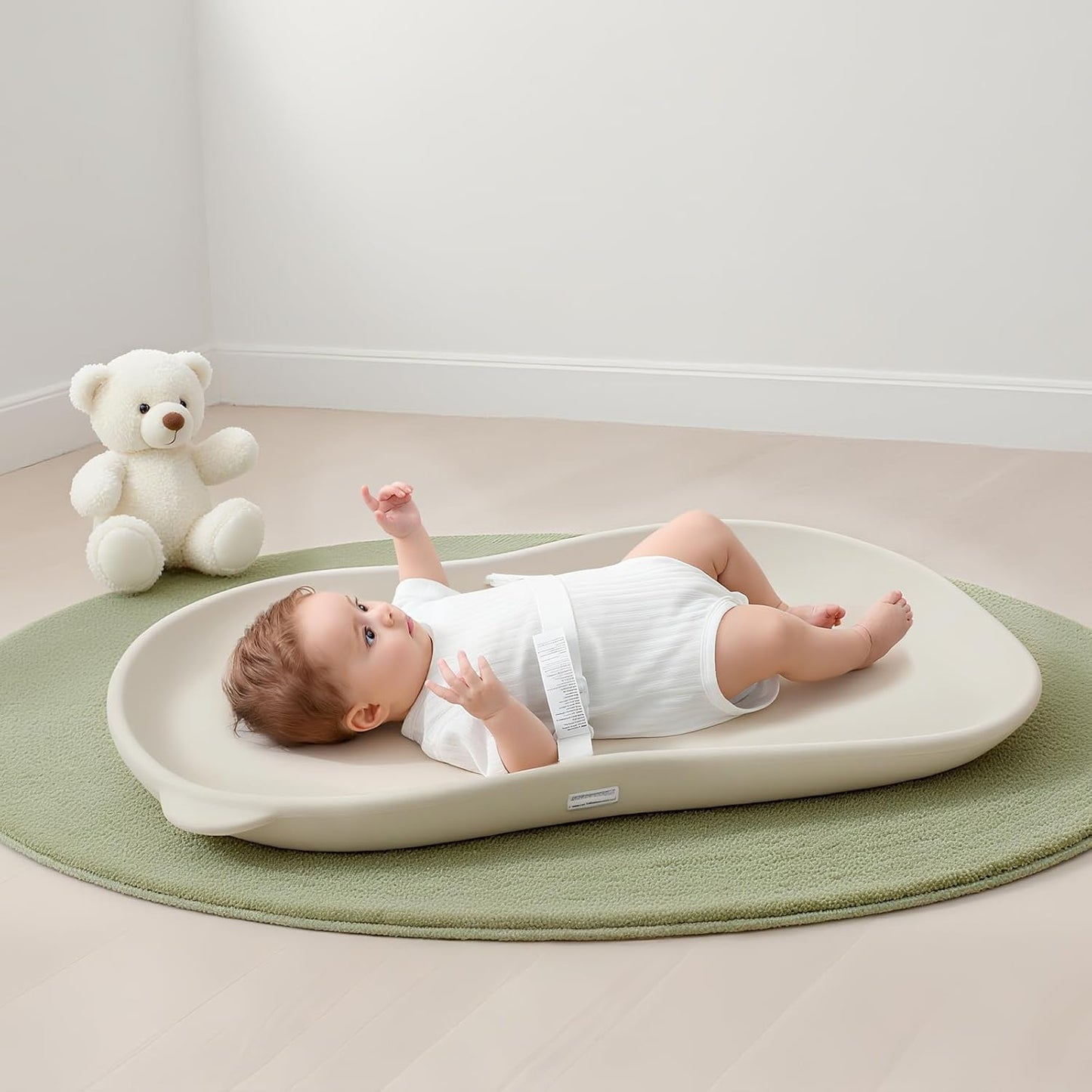 Baby Diaper Changing Pad Wipeable Teddy Bear EVA Foam Skin-Like Surface Fully Impermeable to Fluid, Portable Non-Slip Change Mat Standard Fits All Changing Station Table Dresser Newborns to Toddlers