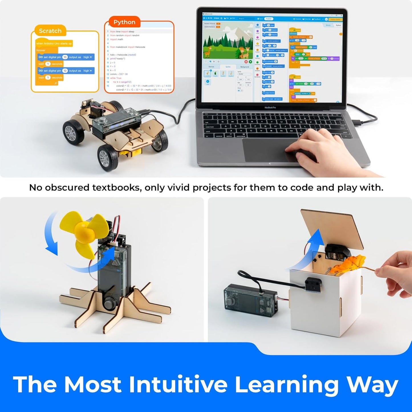 Makeblock Cyberpi Project-Based Coding Kit, Coding for Kids Support Scratch & Python Programming, STEM Projects for Kids Ages 8-12, Robotics Kit Support AI & IoT Technology with Built-in WiFi Module