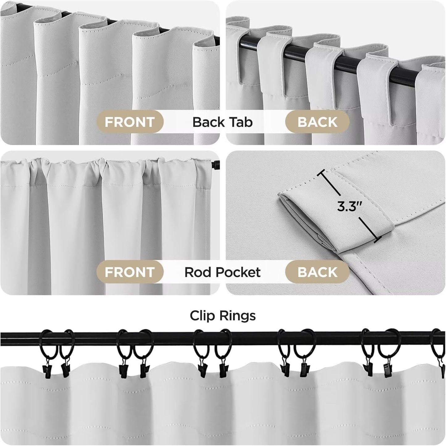 Joydeco 72 Inch 60% Blackout White Curtains 2 Panels,Elegant Soft Sheer Curtains for Bedroom,Thermal Insulated Black Out Drapes for Living Room,Rod Pocket Back Tab Drapes(W52 x L72 Inch,Greyish White)