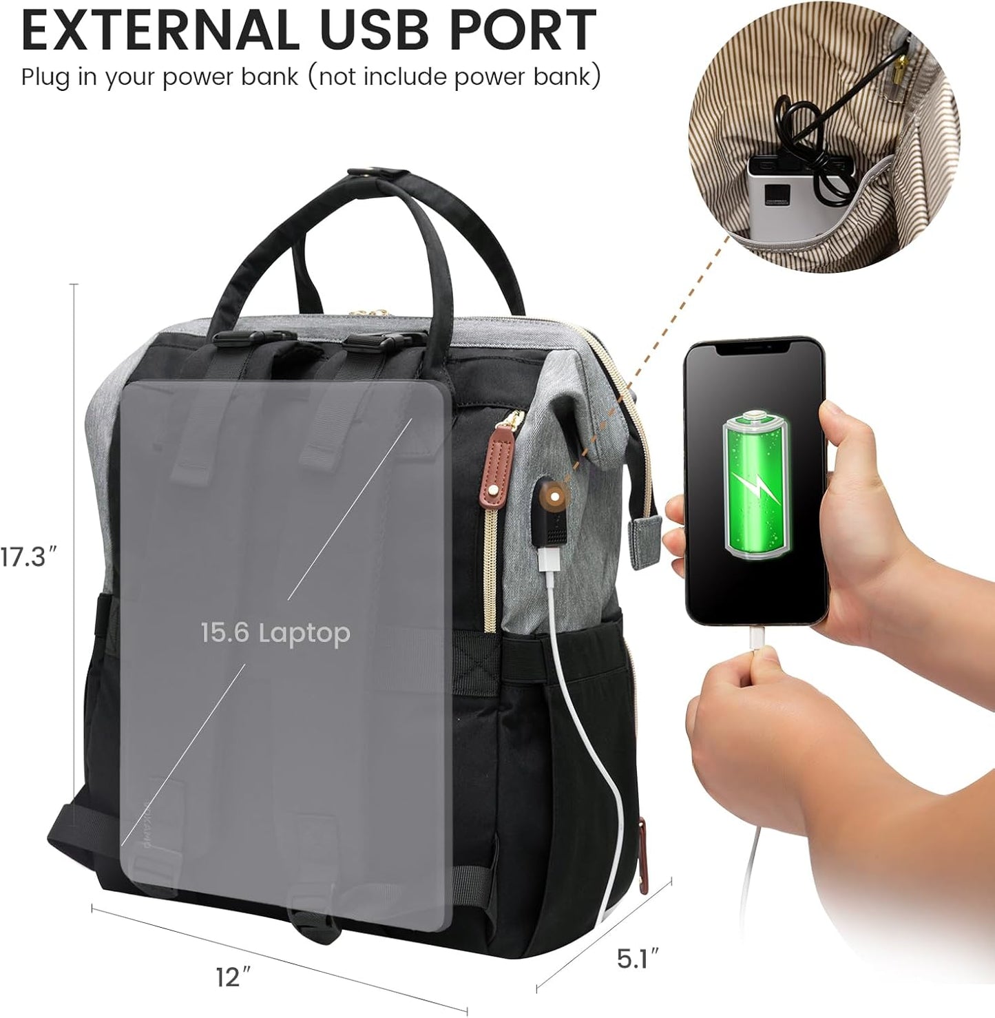 LOVEVOOK Diaper Bag Backpack, Baby Bag with Changing Station, Large Diaper Backpack for Moms Dads, Waterproof Leather Accents Baby Boy and Girl Bag for Travel Baby Essentials