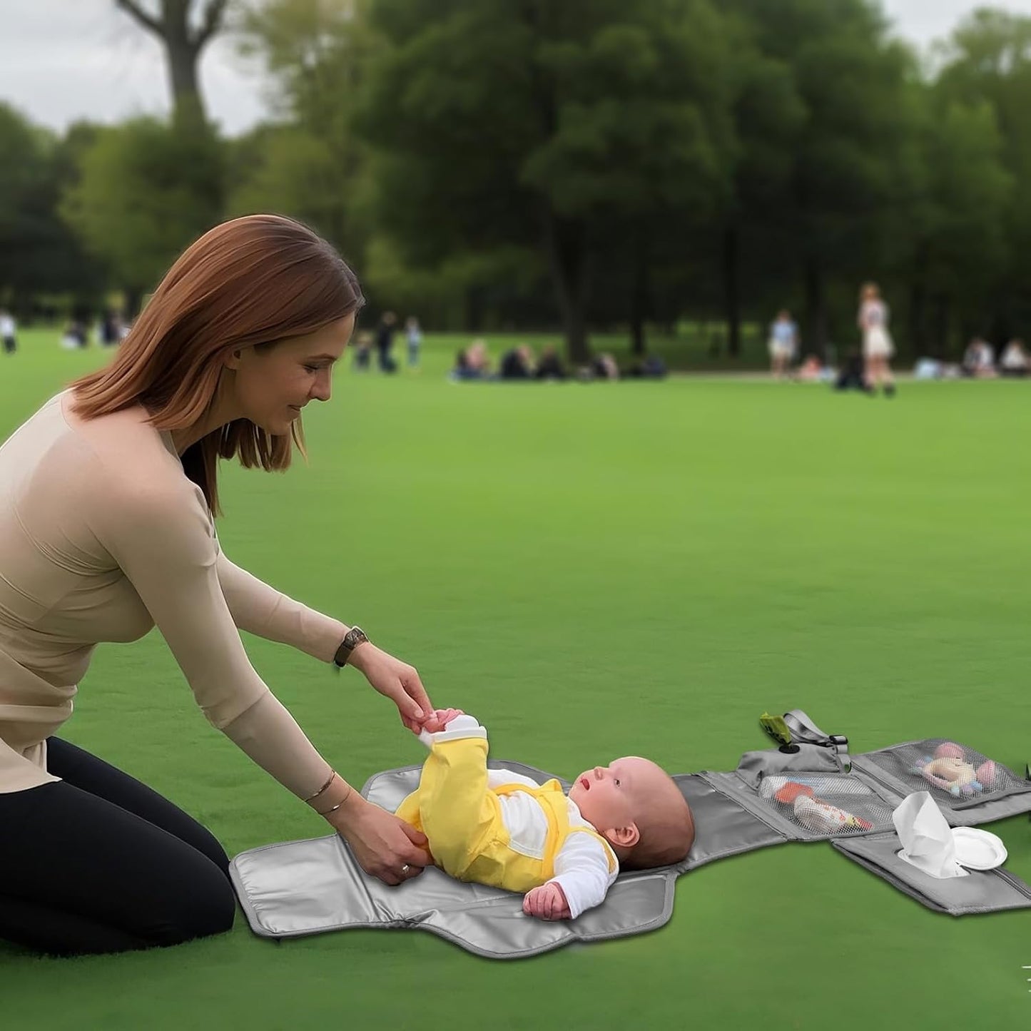 Portable Baby Diaper Changing Pad with Wipe Dispenser and Waste Bag Dispenser Detachable Diaper Changing Travel Bag with Waterproof Changing Mat Well Organized for Changing Kits