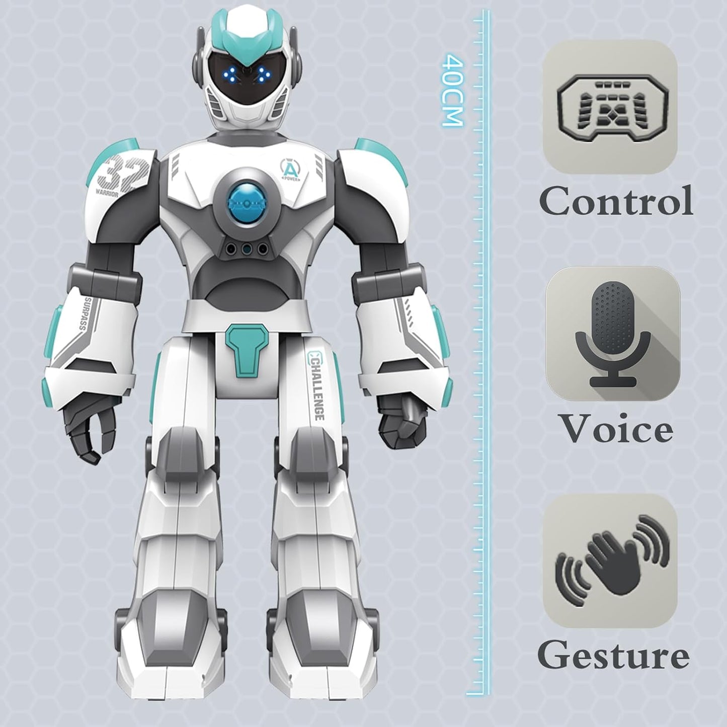 Robot Toys for Kids 6-8 with 10 Sports Cones, Smart Remote Control Robot can Auto-Demo Dance Music Story Poem, Kids Toys for Boys Age 6 7 8 Year Old Boys Gifts (White)