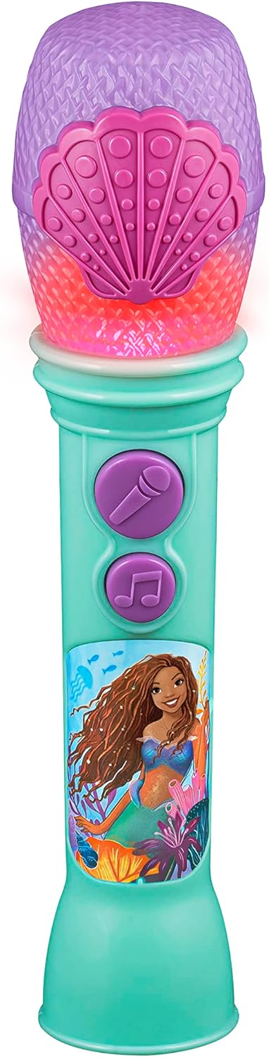 eKids Disney The Little Mermaid Toy Microphone for Kids with Built-in Music and Flashing Lights, Designed for Fans of Disney Toys for Girls