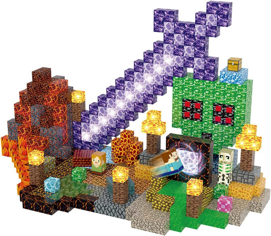 Magnetic Blocks Building Toys Set, Magnetic Building Blocks STEM Construction Toys, 3D Sword Light Up Magnet Cubes Montessori Sensory Stacking Toy for Toddlers Age 3 4 5 6 7 8