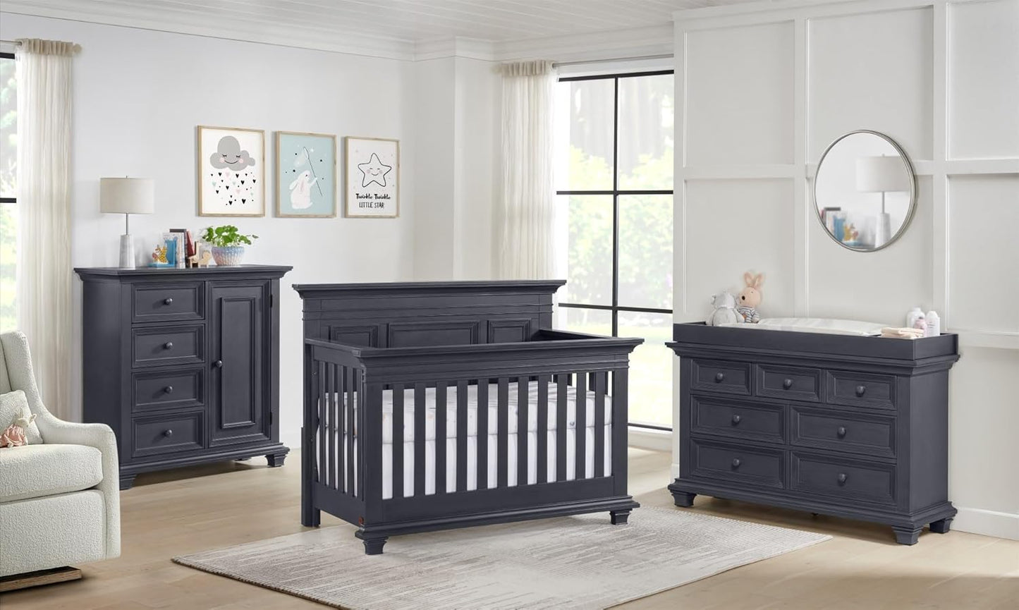 Oxford Baby Weston 4-in-1 Convertible Baby Crib, Midnight Slate, Green Guard Gold Certified