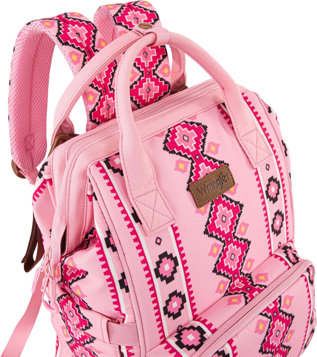 Wrangler Diaper Bag Backpack Aztec Travel Backpack Purses Western Multi-Function Baby Bags for Mom with Waterproof Insulated Pockets