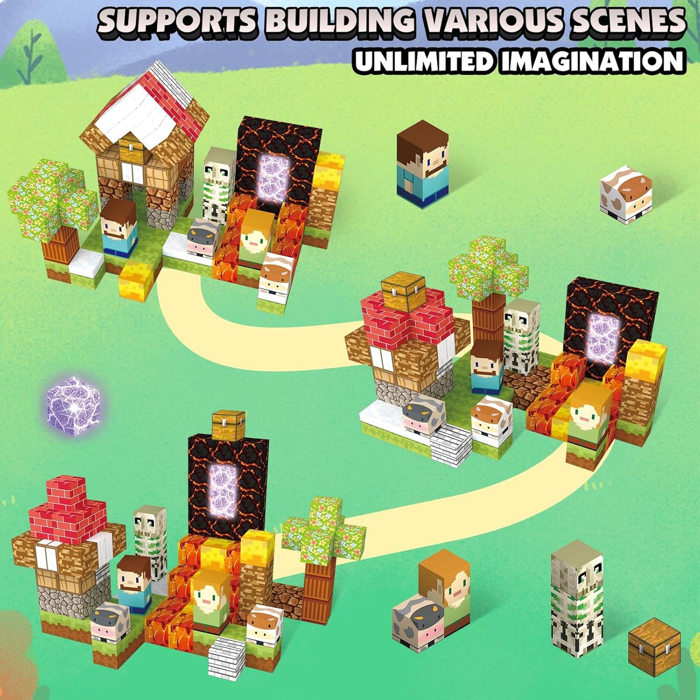 Magnetic Blocks Building Toys Set, Magnetic Building Blocks Kit Magnet Cubes for Boys Girls Ages 3-8, STEM Sensory Construction Toys for Kids Birthday Christmas