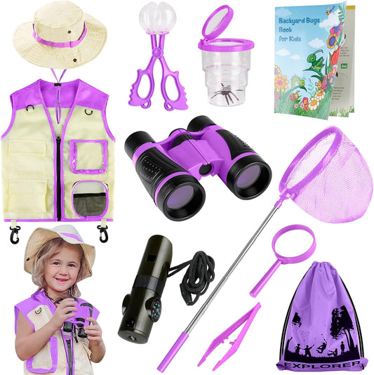 INNOCHEER Explorer Kit & Bug Catcher Kit for Kids Outdoor Exploration for Boys Girls 3-12 Years Old (Purple)