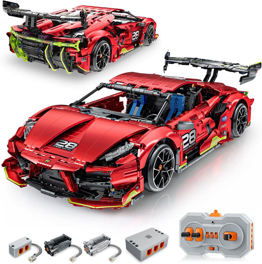 Remote Control Super Car Building Kits, 1835PCS Technique Plated Race Car Building Set for Adults Men Teens - with 5 Fast Motors, Electric Height Adjustment & Drift Spin Wheels