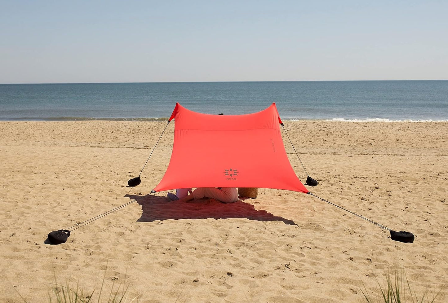 Neso Tents Beach Tent with Sand Anchor, Portable Canopy Sunshade - 7' x 7' - Patented Reinforced Corners(Lehua Red)
