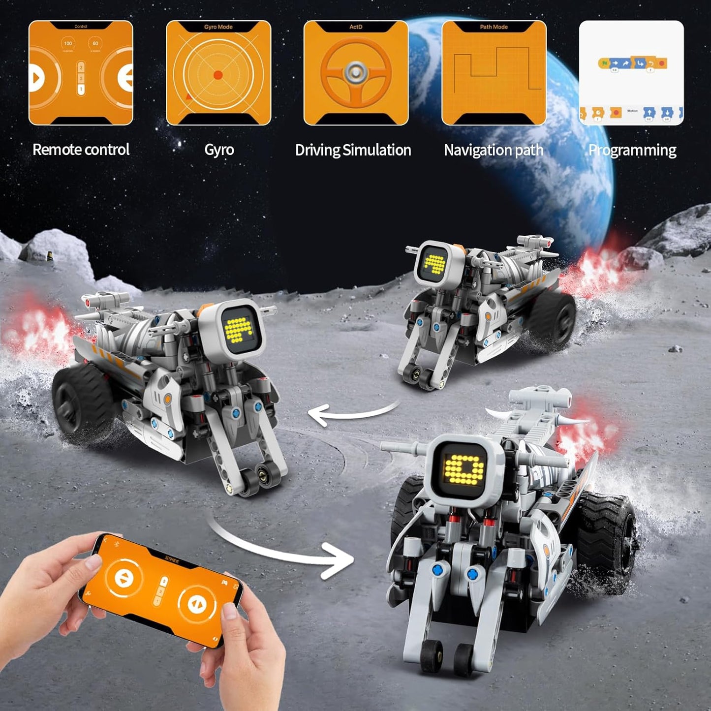 STEM Building Toys for Kids 6-14, Remote & APP Controlled 3in1 STEM Dinosaur Motorcycle Robot Building Kit for Kid with Music Spray, 646 Pcs Building Blocks Set Birthday Xmas Gift Ideas for Boys Girls