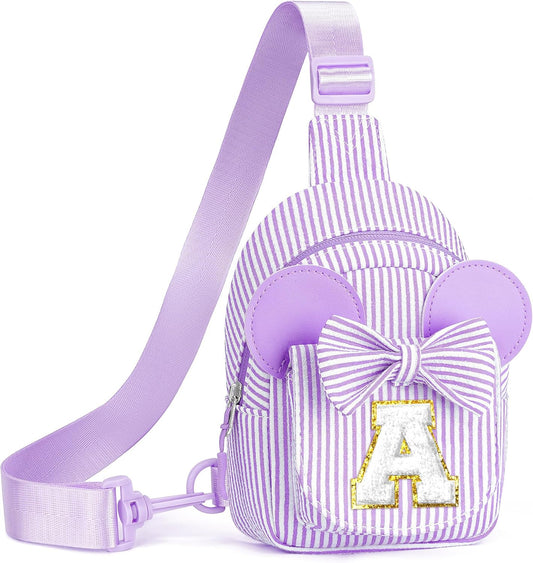Small Sling Bags for Girls Kid - Personalized Gifts for Girls Kids, Sister Granddaughter Birthday Gift for Kids Daughter Sister Little Girl Gifts Trendy Stuff Initial Belt Bag (Purple A)
