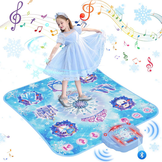 Dance Mat for 3-12 Year Old Girls, Frozen Toys Electronic Dance Pad with 8 Button & Wireless Bluetooth, Music Game Birthday for Kids Ages 3 4 5 6 7 8 9 10+