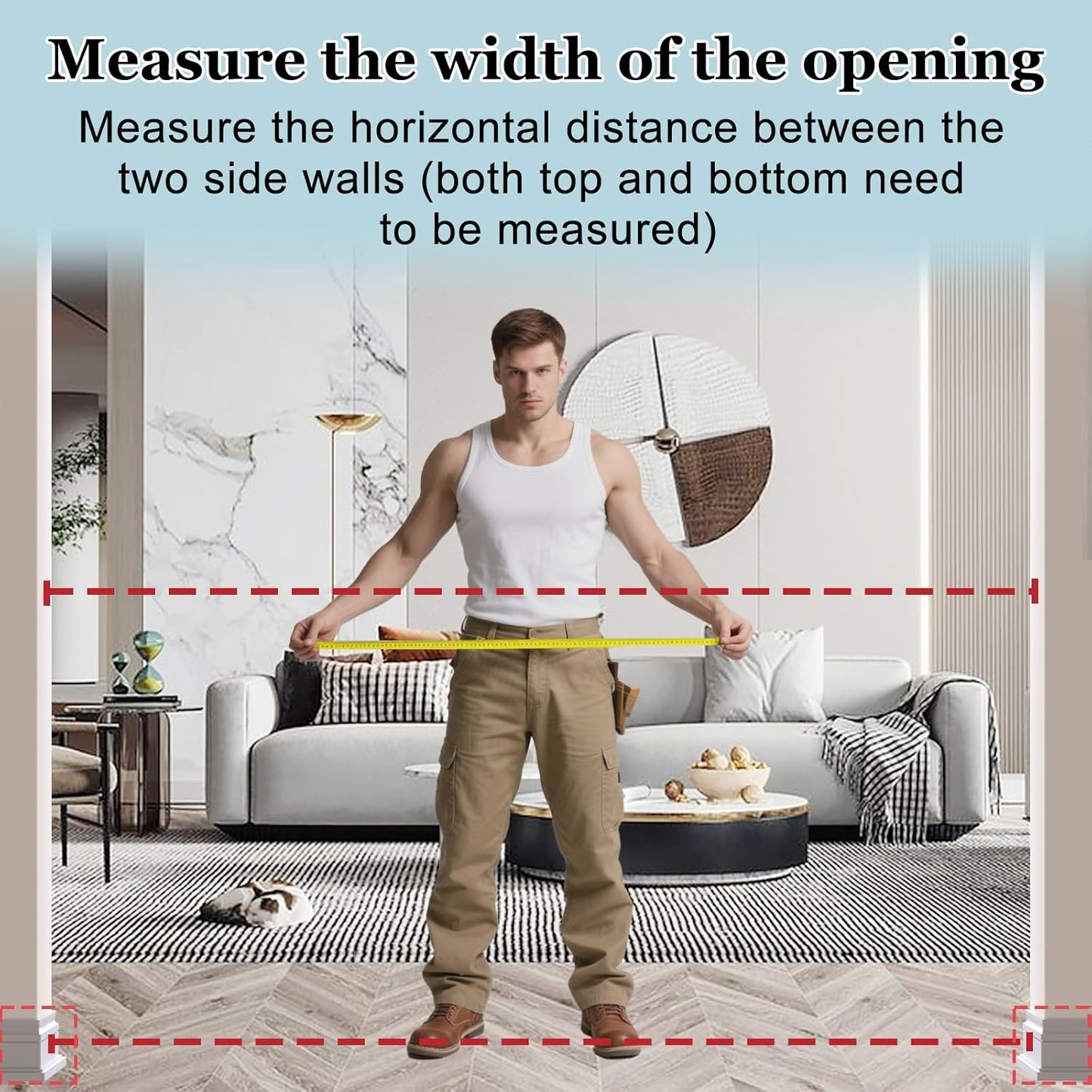 WAOWAO Triple Lock Baby Gate Extra Wide 76.77-81.49" Pressure Mounted Walk Through Swing Auto Close Safety Black Metal Dog Pet Puppy Cat for Stairs,Doorways,Kitchen