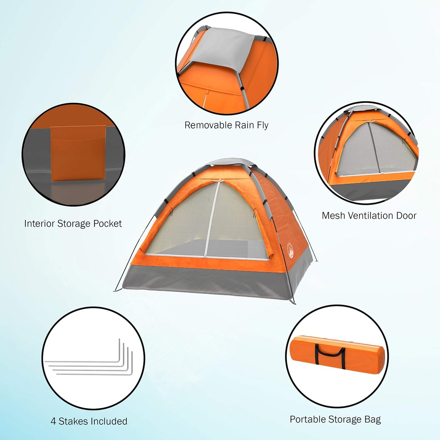 2-Person Dome Tent – Easy Set Up Shelter with Rain Fly and Carrying Bag for Camping