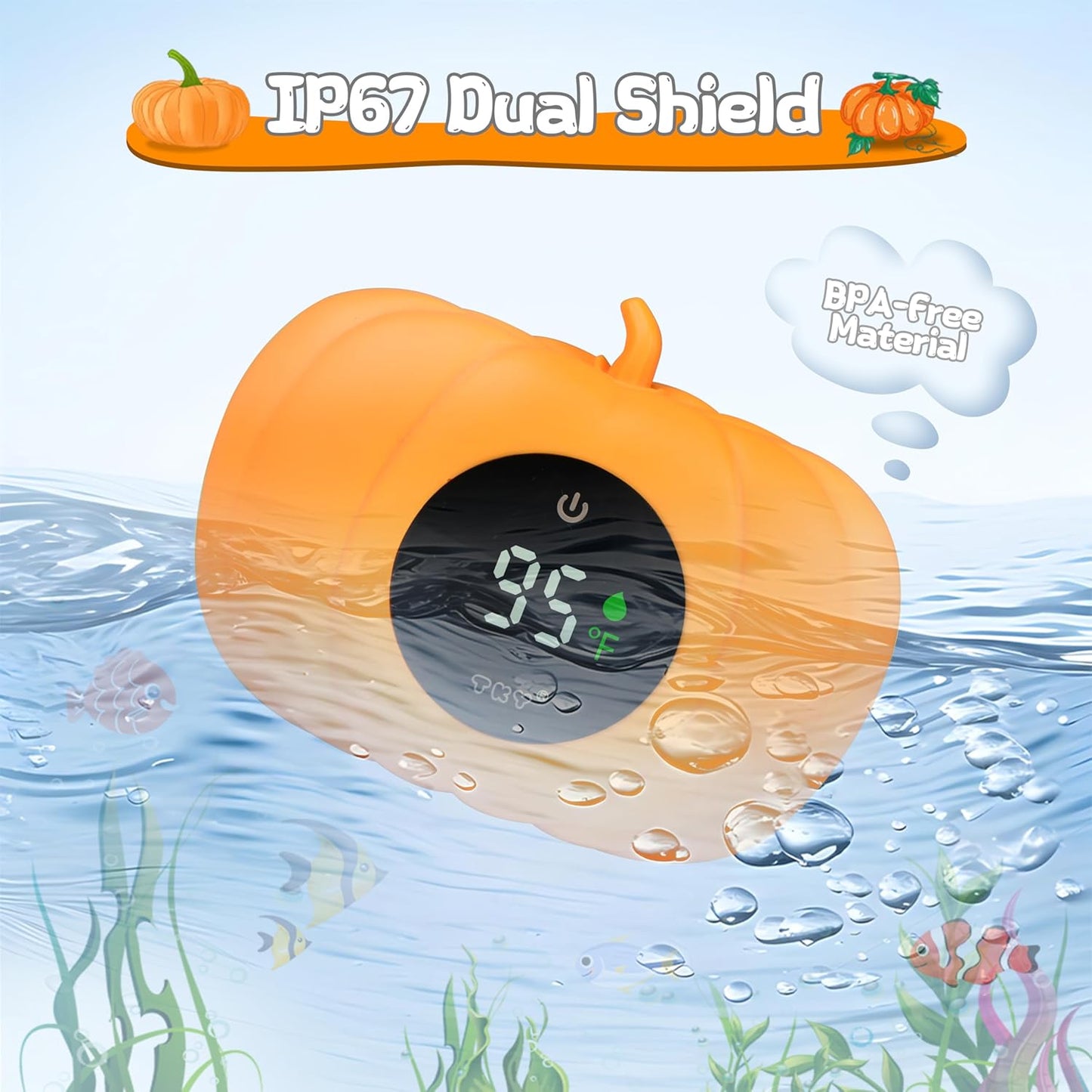 TKY Baby Bath Thermometer with Floating Toys - Digital Water & Room Temperature Monitor, Rechargeable Thermometer with Alerts for Newborn Bath Essentials, Infant Safety