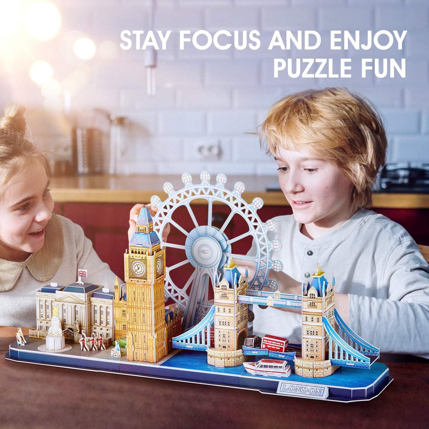 CubicFun 3D Puzzles for Adults London Cityline Puzzles for Gifts for Teenage Girls Architecture Building Gifts for Women Men, Tower Bridge, Big Ben, Buckingham Palace, The London Eye, 107 Pieces