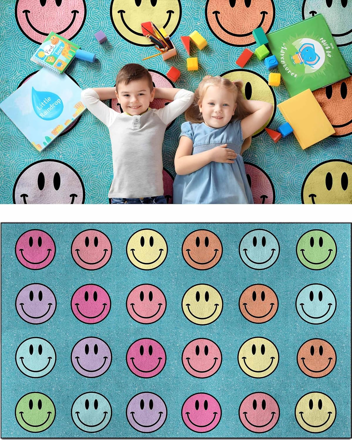 OLEEK Large Classroom Rug Elementary 6x9 - Classroom Rugs for Kids Room - Classroom Carpet Elementary - Kids playroom Rug 6 x 9 - Preschool Rugs for Classroom - Schoolgirl Style Classroom Decor